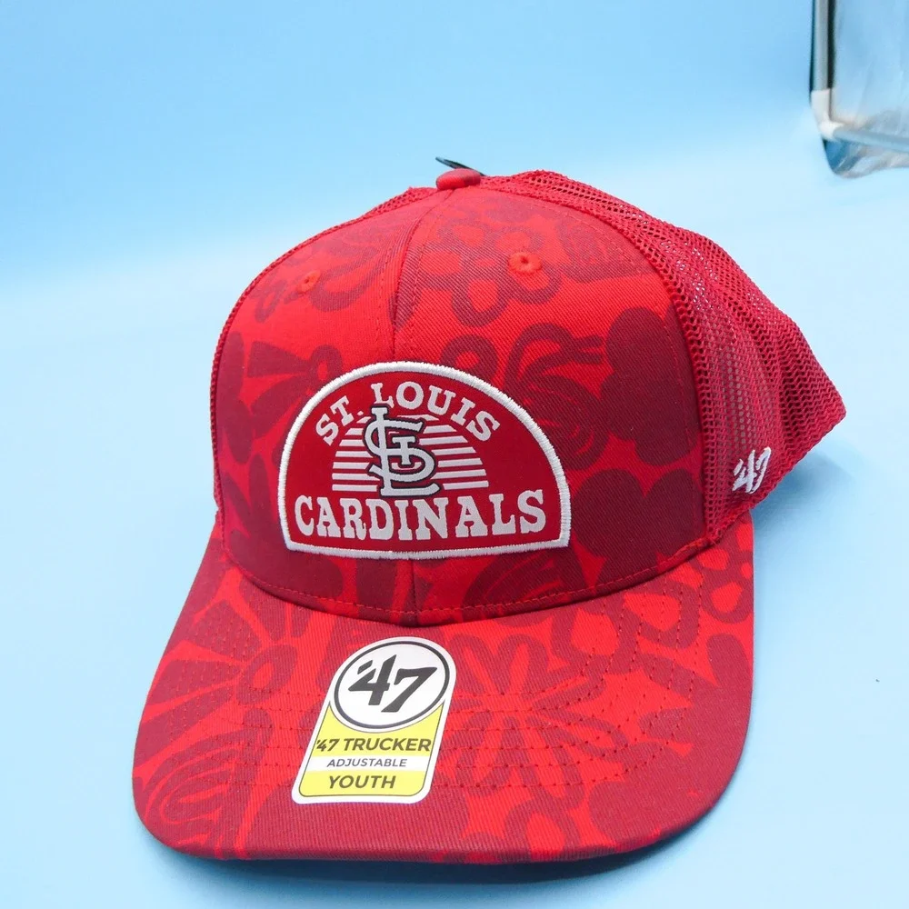 '47 Brand Trucker Hat Youth‎ St. Louis Cardinals Red Floral Mesh Snapback Cap